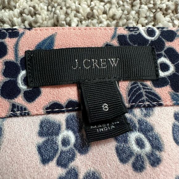 J. Crew pink & blue floral long-sleeve v-neck top size 8 - Picture 6 of 10